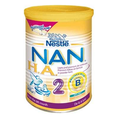 Nan HA 2 Formula lapte praf premium hipoalergenic de continuare, +6 luni, 400 g, Nestle