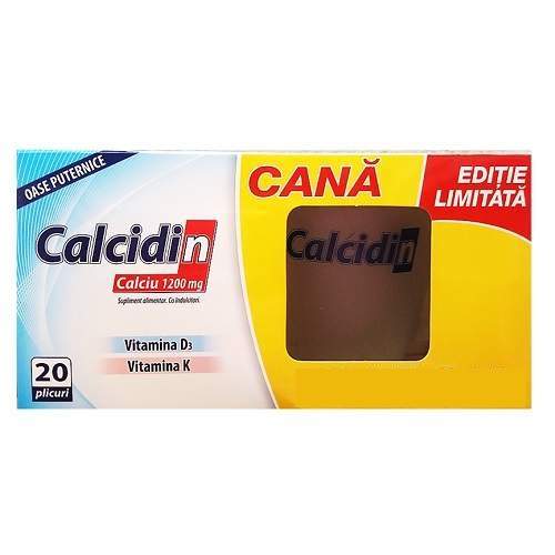 Pachet Calcidin Ca1200 mg si cana, 20 plicuri, Zdrovit