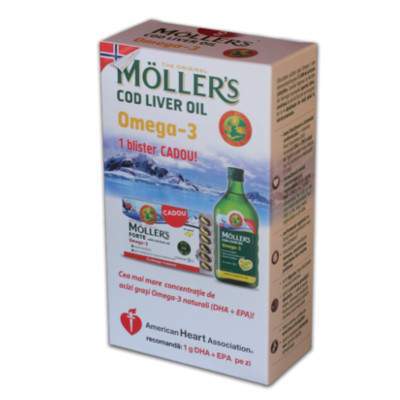 Oferta Pachet Cod Liver Oil Omega 3 Lamaie si Capsule Cadou, Moller's