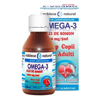 Omega3 ulei de somon 100mg sirop copii si adulti, 100 ml, Noblesse Natural