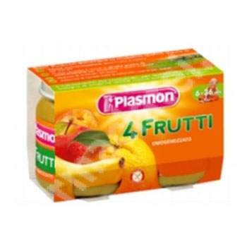 Omogenizat din 4 fructe, Gr. 6-36 luni, 2x104 g, Plasmon  