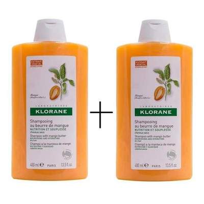 Pachet Sampon cu mango 1+50% reducere la al doilea produs, 2x400 ml, Klorane