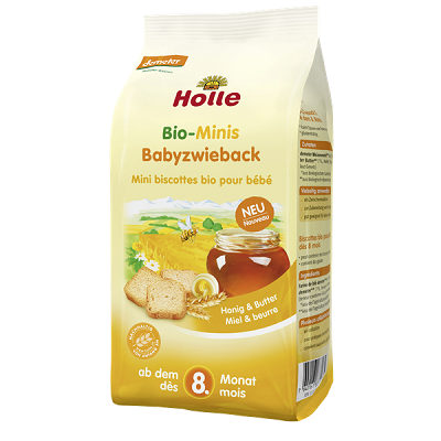 Paine Bio uscata mini pentru copii, +8luni, 100 g, Holle Baby Food