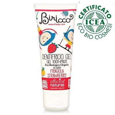 Pasta de dinti  Bio fara fluor cu aroma capsuni, 75 ml, Biricco