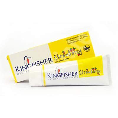 Pasta de dinti naturala pentru copii cu capsuni fara fluor, 75 ml, Kingfisher