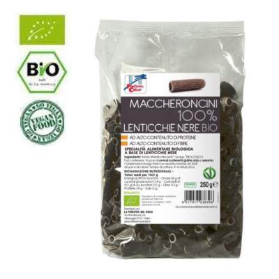 Paste Bio macaroane din linte neagra 100%, 250 g, La Finestra Sul Cielo