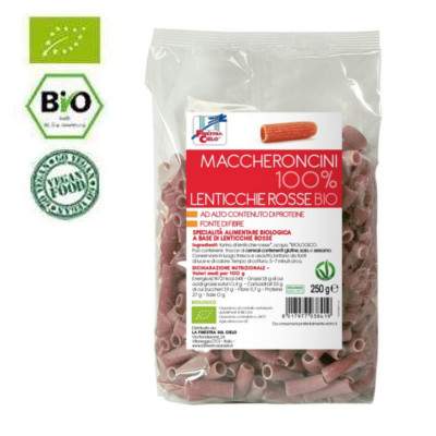 Paste Bio macaroane din linte rosie 100%, 250 g, La Finestra Sul Cielo