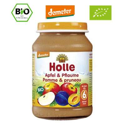 Piure Bio de mere si prune, Gr. 6 luni, 190 g, Holle Baby Food
