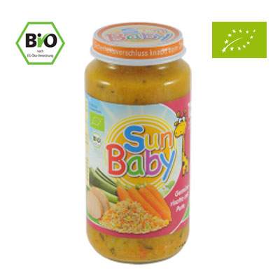 Piure Bio din legume cu risotto si curcan, Gr. 12 luni, 250 g, Sun Baby Food