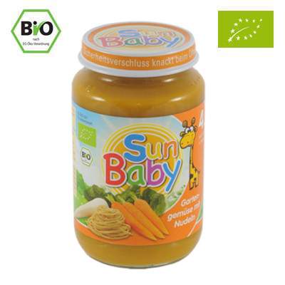 Piure Bio din legume de gradina si taitei, Gr. 4 luni, 190 g, Sun Baby Food
