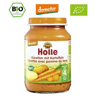 Piure Bio din morcovi si cartofi, Gr. 4 luni, 190 g, Holle Baby Food