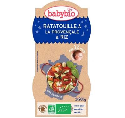 Piure Bio Meniu Ratatouille a la Provencale, +12luni, 2X200g, BabyBio