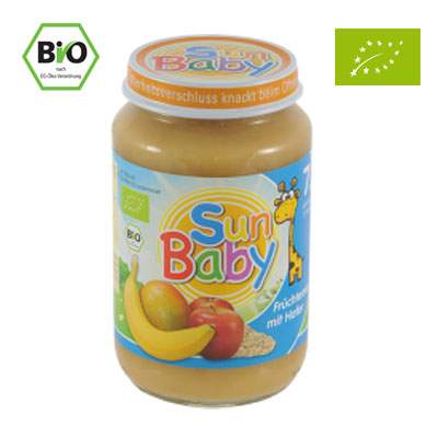 Piure Bio Mix de fructe cu ovaz, Gr. 7 luni, 190 g, Sun Baby Food
