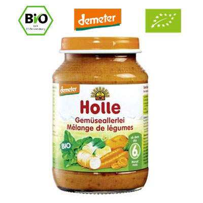 Piure Bio mix de legume, +6 luni, 190 g, Holle Baby Food