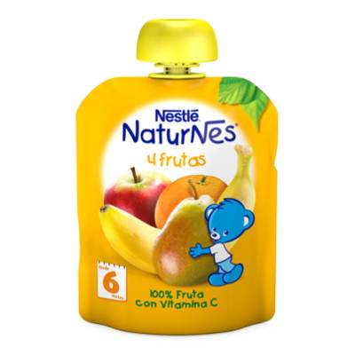 Piure cu 4 fructe NaturNes, +6 luni, 90 g, Nestle