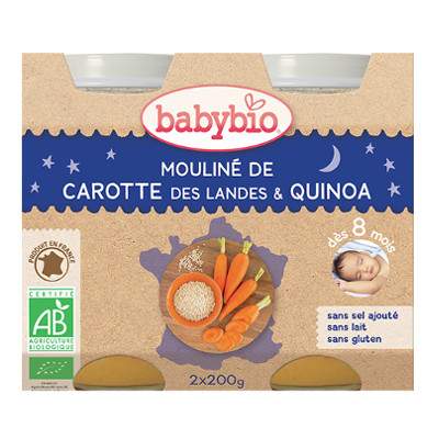Piure cu crema de morcovi si quinoa, Gr. 8 luni, 2x200 g, Babybio