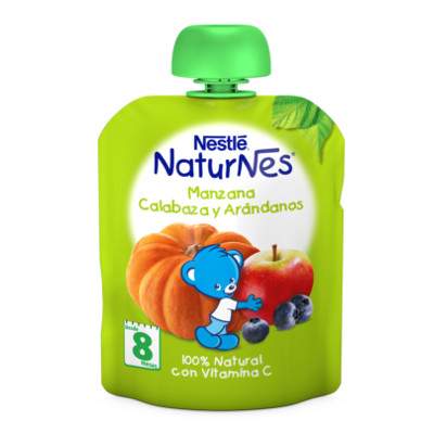Piure cu mere, dovleac si afine NaturNes, +8 luni, 90 g, Nestle