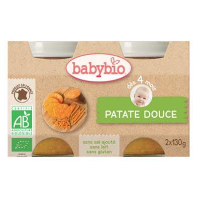 Piure de cartofi dulci, Gr. 4 luni, 2x130 g, Babybio