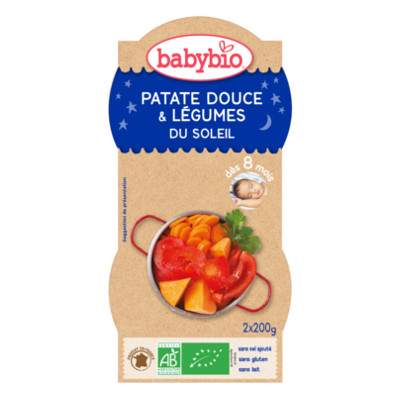 Piure de cartofi dulci si legume, Gr. 8 luni, 2x200 g, Babybio