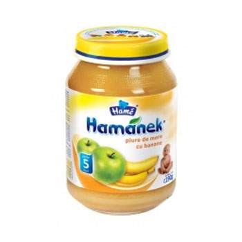 Piure de mere si banane Hamanek, Gr. 5 luni, 190 g, Hame