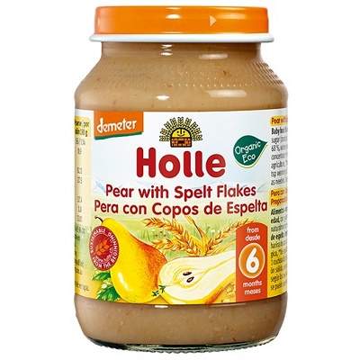 Piure Eco din pere si cereale, +6 luni, 190 g, Holle Baby Food