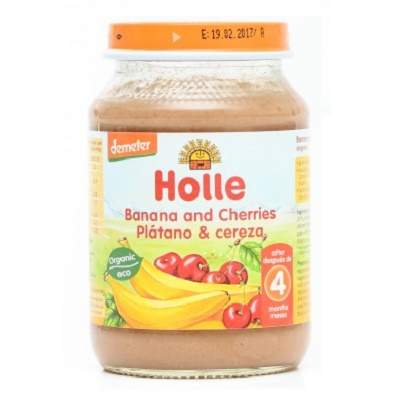 Piure Eco din Banane si Cirese, +4luni, 190g, Holle Baby Food