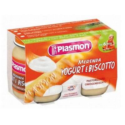 Piure iaurt cu biscuiti, Gr. +6 luni, 2x120 g, Plasmon