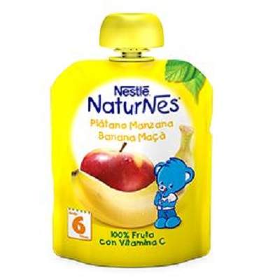 Piure Naturnes de mere si banane, +6luni, 90g, Nestle