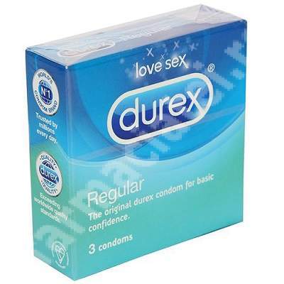 Prezervative Regular, 3 bucati, Durex