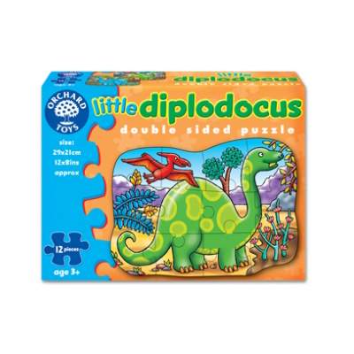 Puzzle 2 fete Little Diplodocus, +3 ani, 12 piese, HOE02654, Orchard Toys
