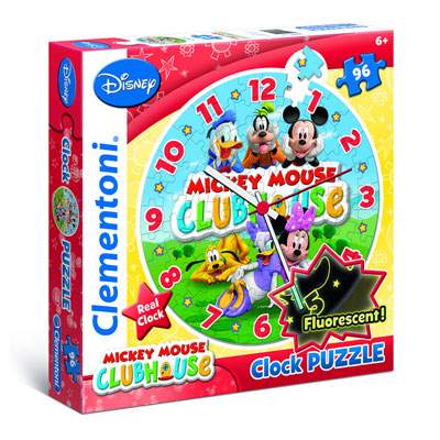 Puzzle ceas fluorescent Clubul lui Mickey Mouse, 96 piese, CL23018, Clementoni