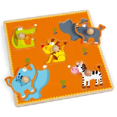 Puzzle de lemn Animale Salbatice, 5piese, 6181026, Scratch