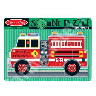 Puzzle de lemn cu sunete masina de pompieri, MD0731, Melissa&Doug