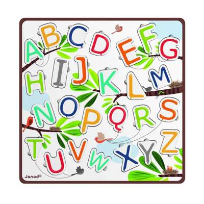 Puzzle din lemn Alfabet Baloane, +18 luni, 26 piese, HOE02411, Janod