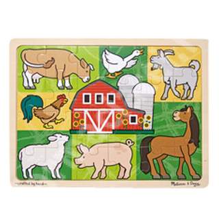 Puzzle din lemn cu animale de la ferma, MD1895, Melissa