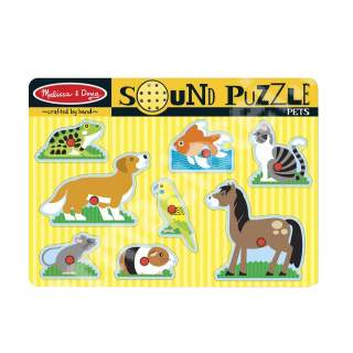 Puzzle din lemn cu sunete animale de companie, MD0730, Melissa&Doug