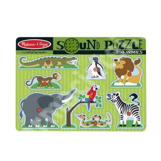 Puzzle din lemn cu sunete animale de la Zoo, MD0727, Melissa&Doug