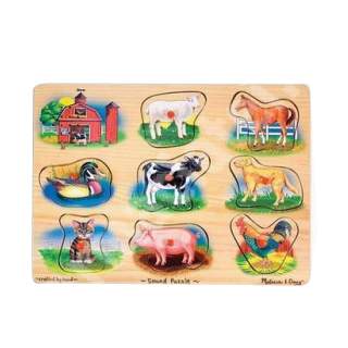Puzzle din lemn cu sunete de animale de la ferma, MD0268, Melissa&Doug