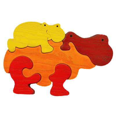 Puzzle Maxi Familia de Hipopotami, 10049A, Fauna