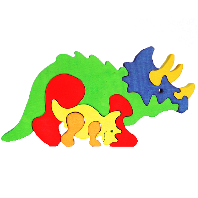 Puzzle Maxi Familie de Dinozauri Triceratops, 10080, Fauna
