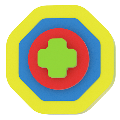 Puzzle octogon, galben, +0 luni, 0024, MillaMinis