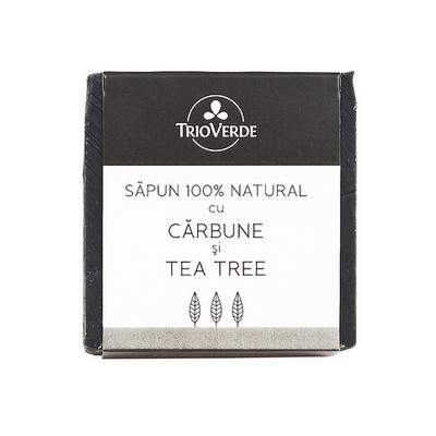 Sapun natural cu carbune si tea tree, 110 g, Trio Verde