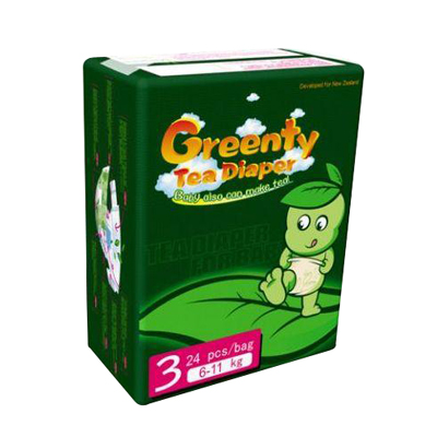 Scutece Greenty cu Ceai verde, Nr. 3, 6-11 kg, 24 bucati, Langyan Keja Tea Industy