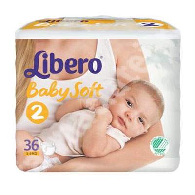 Scutece nr.2 unica folosinta Baby Soft, 3-6 kg, 36 bucati, Libero 