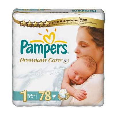 Scutece nr. 1 Premium Care Newborn, 2-5 kg, 78 bucati, Pampers