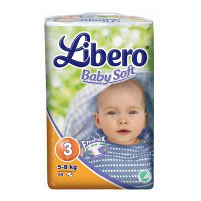 Scutece nr. 3 unica folosinta Baby Soft, 5-8 kg, 68 bucati, Libero