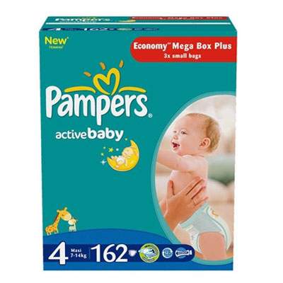 Scutece nr. 4 Active Baby, 7-14 kg, 162 bucati, Pampers