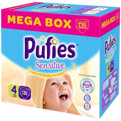 Scutece nr.4 Pufies Baby Sensitive Mega Box, 7-14 kg, 135buc, Ficosota Sintez