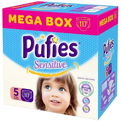 Scutece nr.5 Pufies Baby Sensitive Mega Box, 11-20 kg, 117 buc, Ficosota Sintez