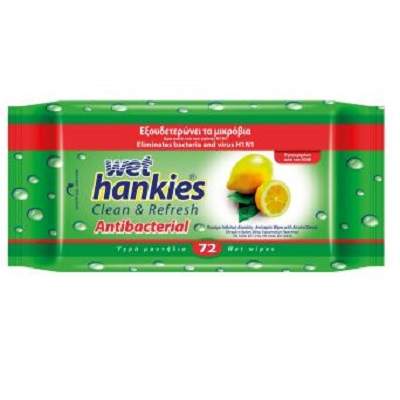 Servetele umede antibacteriene Lemon, 72buc, Wet Hankies
